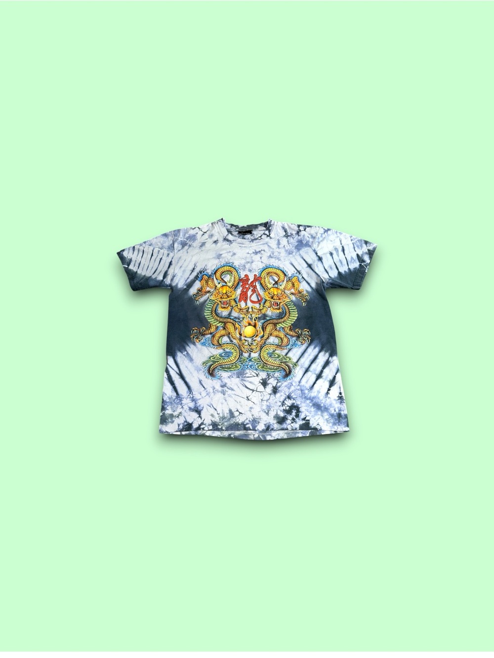 Vintage Water Dragons Serpents Phillip Brown Art Graphic Tie-Dye Shirt Medium